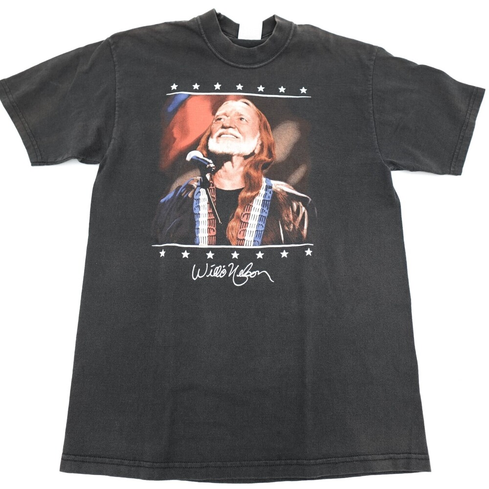 Willie Nelson T-Shirt Mens Large Black Graphic Country Music Concert Tee High
